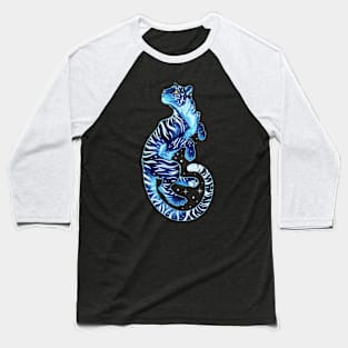 Blue Space Tiger Baseball T-Shirt